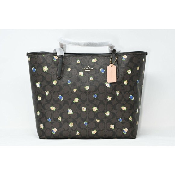 Coach Handbags - COACH CITY TOTE Signature Canvas Vintage Rose Brown Black Multi NWT C7274 $378